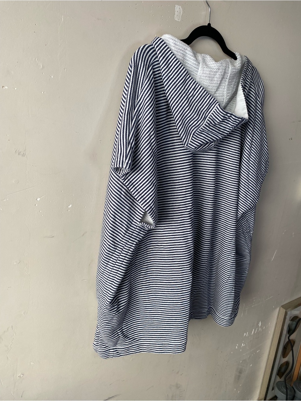 J.Crew Striped Terry Beach Poncho Cover Up Tunic M/L Lace Up Nautical - Picture 7 of 11